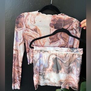 Mesh marble shein 2 piece set